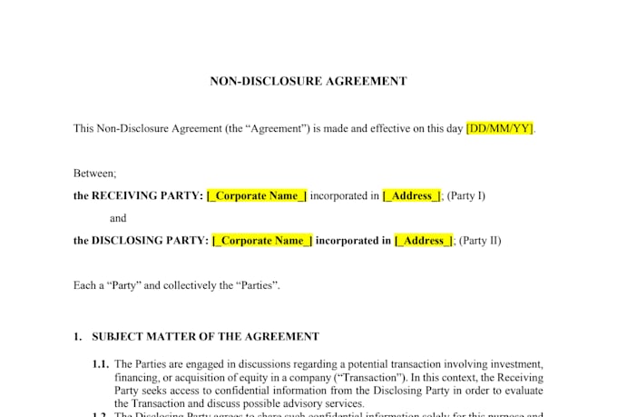 draft and review professional nda agreements